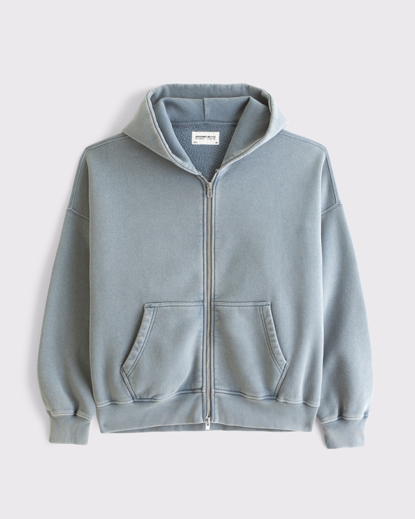 Essential Full-Zip Hoodie, Washed Blue view 1