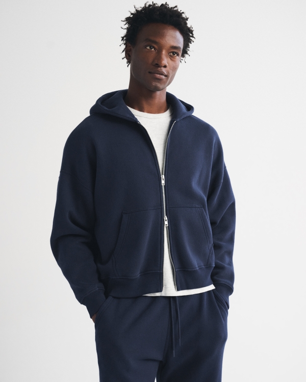 Essential Full-Zip Hoodie, Navy view 1