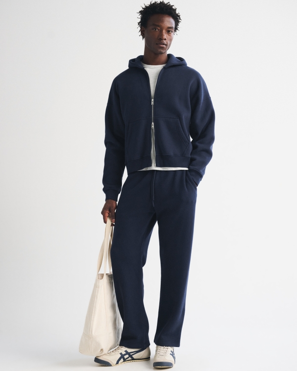 Essential Full-Zip Hoodie, Navy view 2