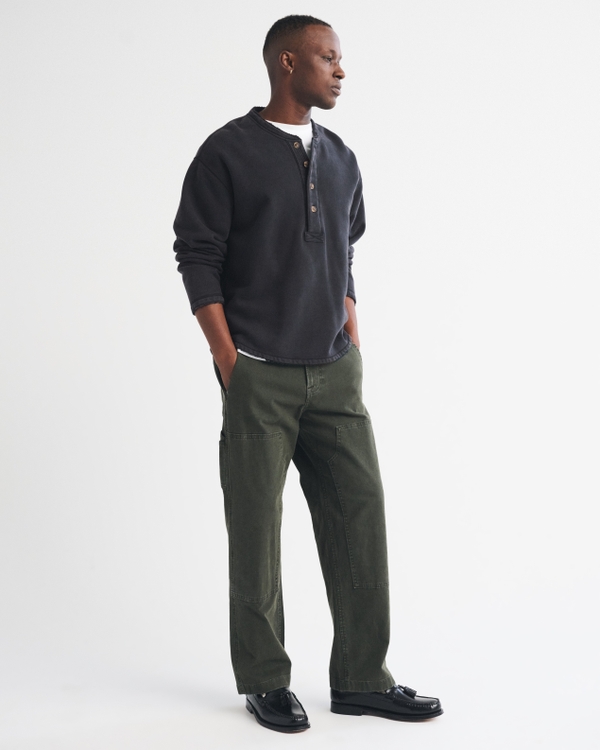 Henley Sweatshirt, Washed Black view 2