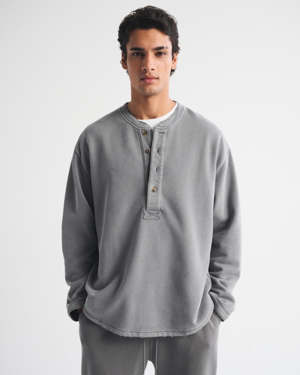Henley Sweatshirt, Cool Gray view 2