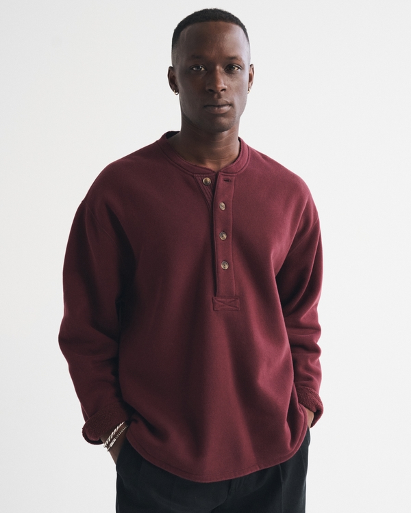 Henley Sweatshirt, Chocolate view 1