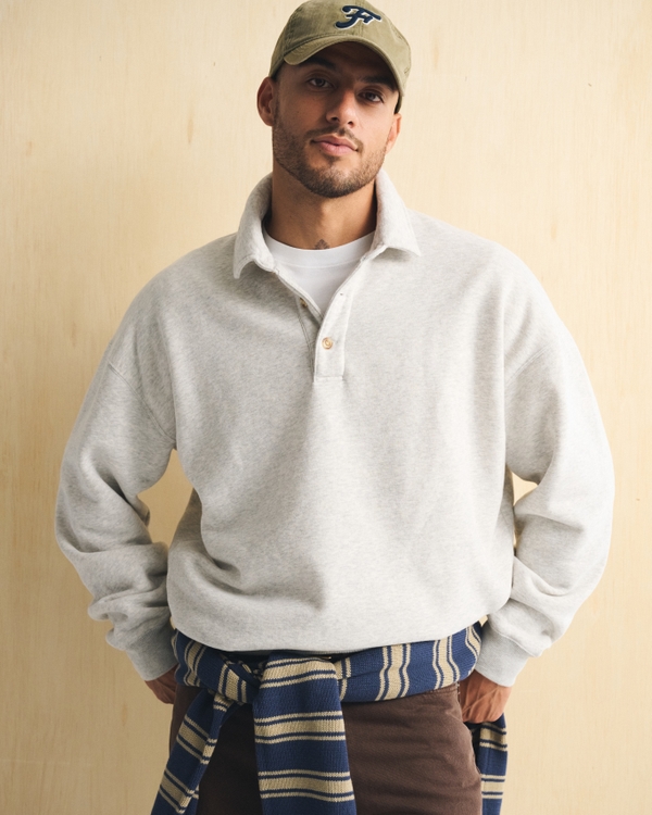 Essential Polo Sweatshirt, Heather Gray view 1