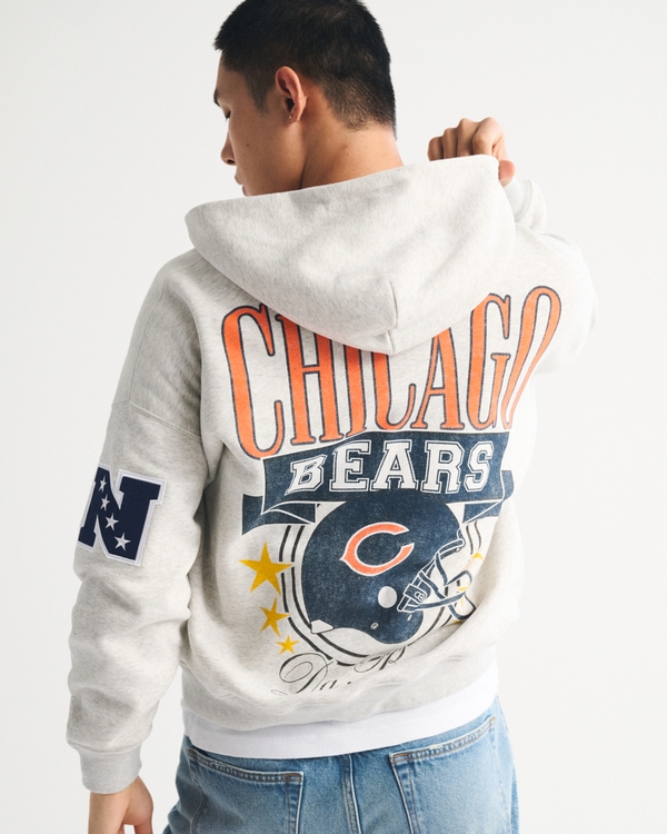 Chicago Bears Full-Zip Hoodie, Heather Gray-chicago Bears view 1