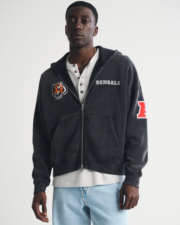 Cincinnati Bengals Full-Zip Hoodie, Black-bengals view 1