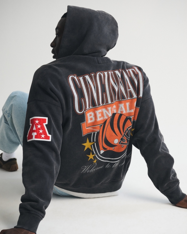 Cincinnati Bengals Full-Zip Hoodie, Black-bengals view 2
