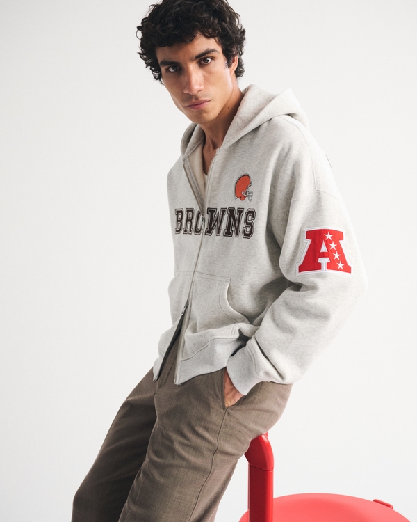 Cleveland Browns Full-Zip Hoodie, Heather Gray-cleveland Browns view 1