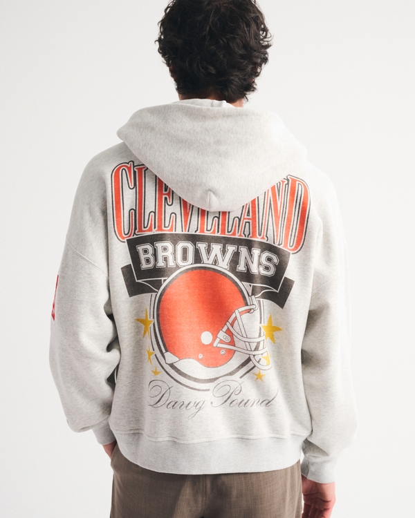Cleveland Browns Full-Zip Hoodie, Heather Gray-cleveland Browns view 2