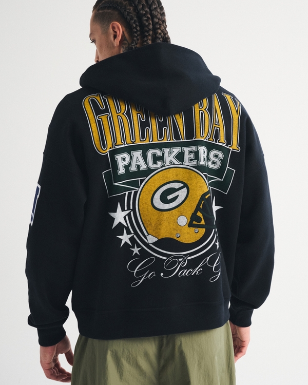 Green Bay Packers Full-Zip Hoodie, Black-packers view 1