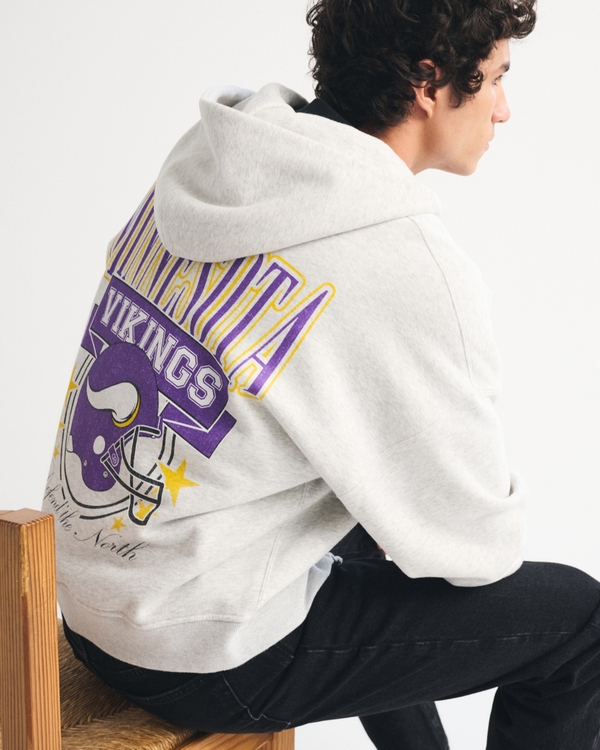 Minnesota Vikings Full-Zip Hoodie, Heather Gray-minnesota Vikings view 1