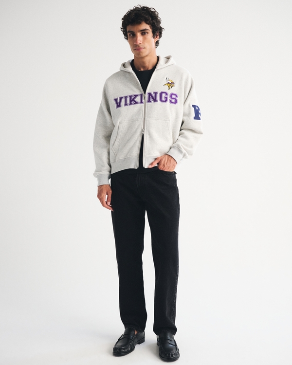 Minnesota Vikings Full-Zip Hoodie, Heather Gray-minnesota Vikings view 2