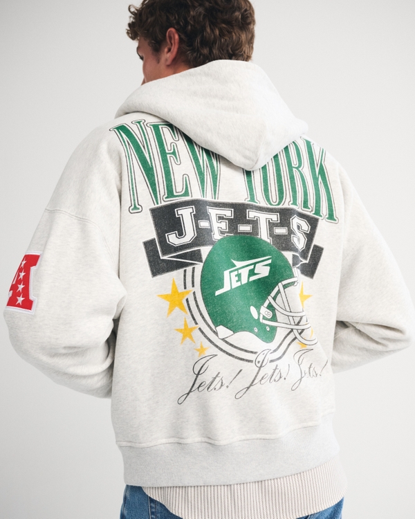 New York Jets Full-Zip Hoodie, Heather Gray-jets view 2