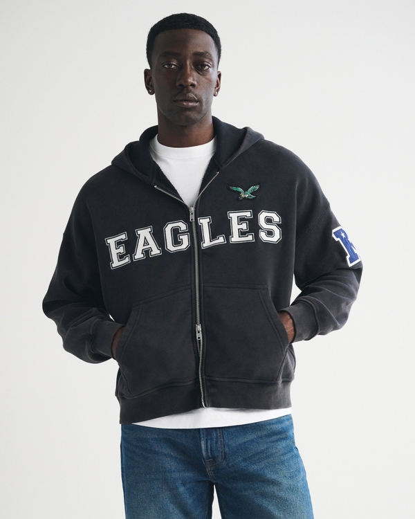 Philadelphia Eagles Full-Zip Hoodie, Black-eagles view 1