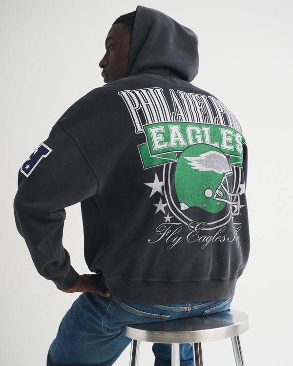 Philadelphia Eagles Full-Zip Hoodie, Black-eagles view 2