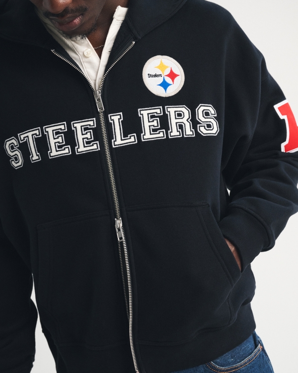 Pittsburgh Steelers Full-Zip Hoodie, Black-steelers view 1
