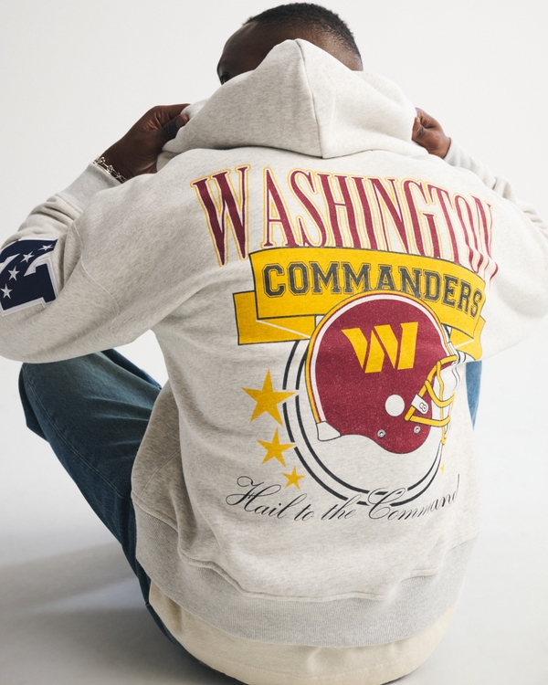 Washington Commanders Full-Zip Hoodie, Heather Gray-commanders view 1