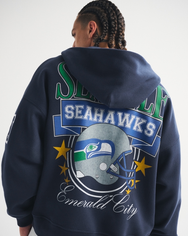 Seattle Seahawks Full-Zip Hoodie, Navy-seahawks view 1