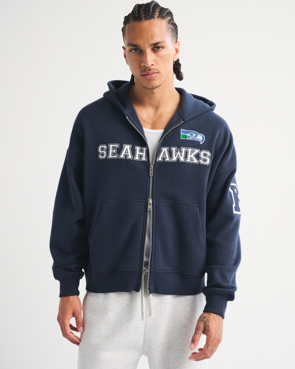Seattle Seahawks Full-Zip Hoodie, Navy-seahawks view 2