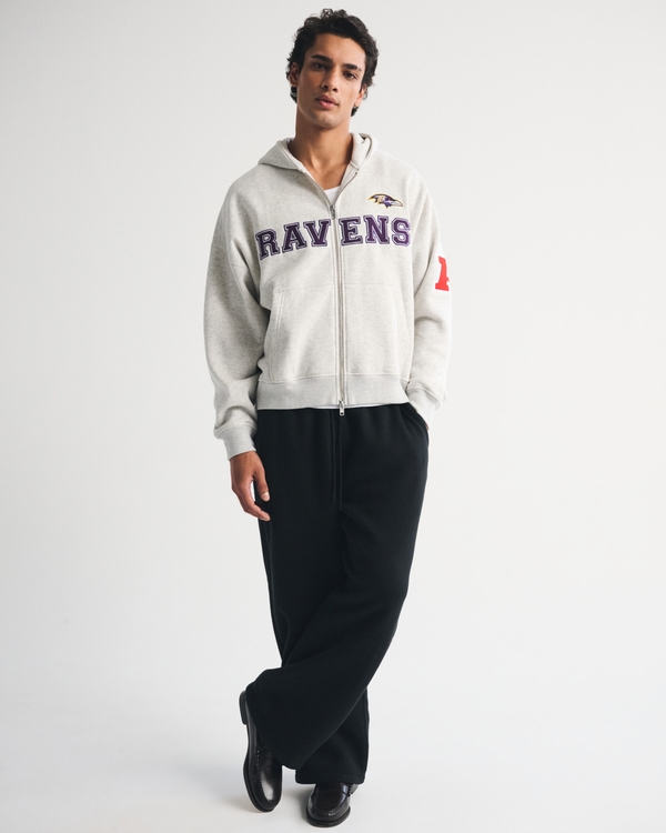 Baltimore Ravens Full-Zip Hoodie, Heather Gray-ravens view 2