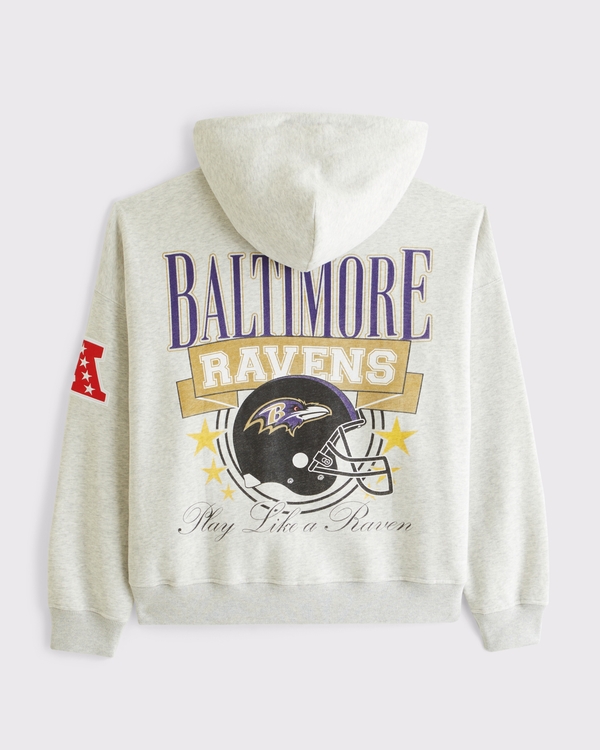 Baltimore Ravens Full-Zip Hoodie, Heather Gray-ravens view 1