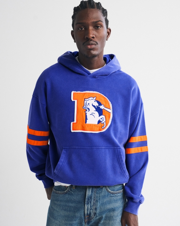 Denver Broncos Popover Hoodie, Blue-broncos view 1