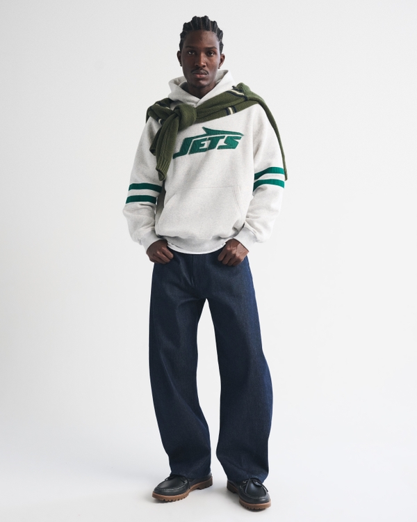 New York Jets Graphic Popover Hoodie, Heather Gray-jets view 2