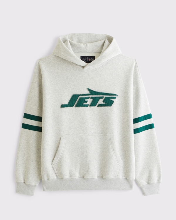 New York Jets Graphic Popover Hoodie, Heather Gray-jets view 1