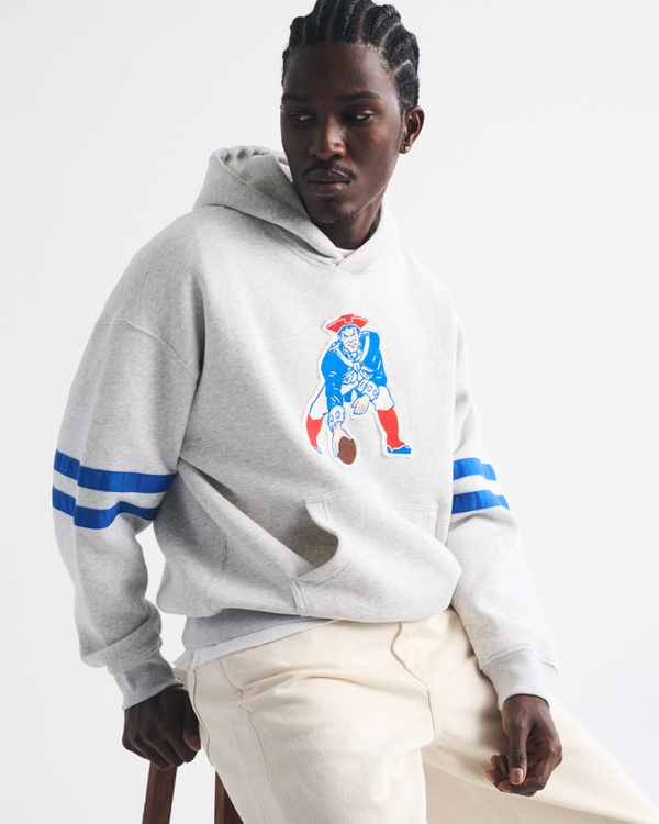 New England Patriots Popover Hoodie, Heather Gray-patriots view 1