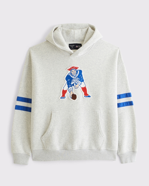 New England Patriots Popover Hoodie, Heather Gray-patriots view 1