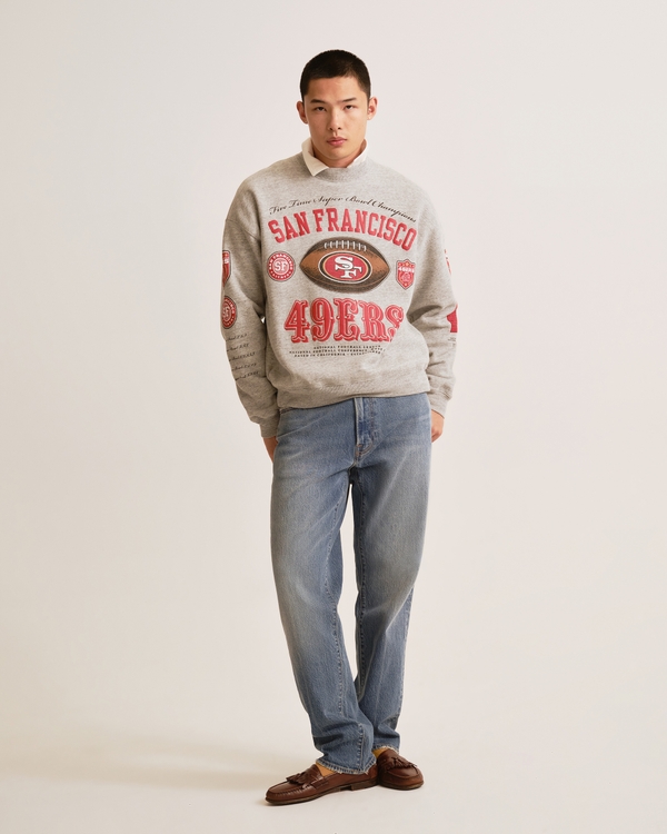 San Francisco 49ers Crew Sweatshirt, Heather Gray-49ers view 1
