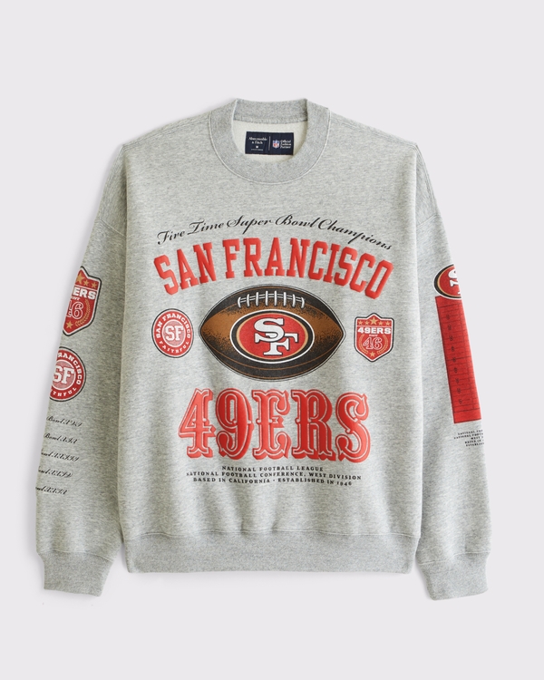 San Francisco 49ers Crew Sweatshirt, Heather Gray-49ers view 1