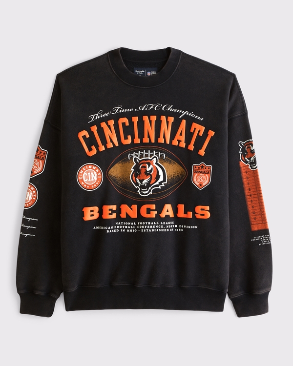 Cincinnati Bengals Crew Sweatshirt, Black-bengals view 1