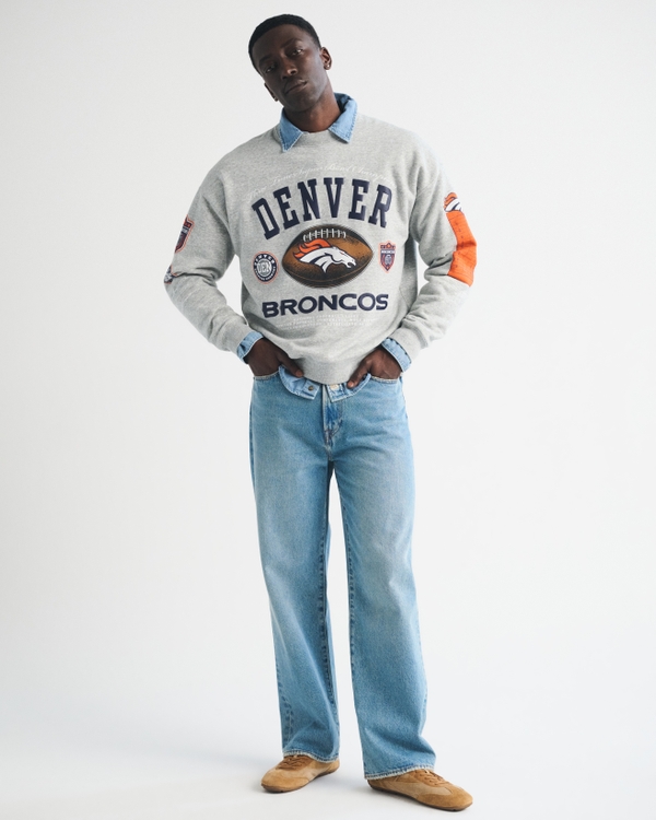 Denver Broncos Crew Sweatshirt, Light Gray-broncos view 2