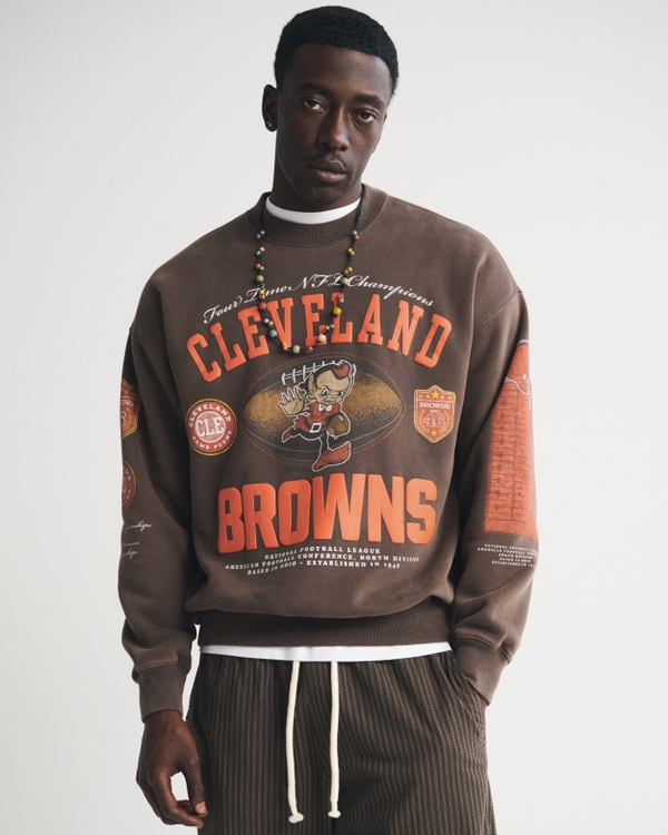 Cleveland Browns Crew Sweatshirt, Chocolate Brown-browns view 1