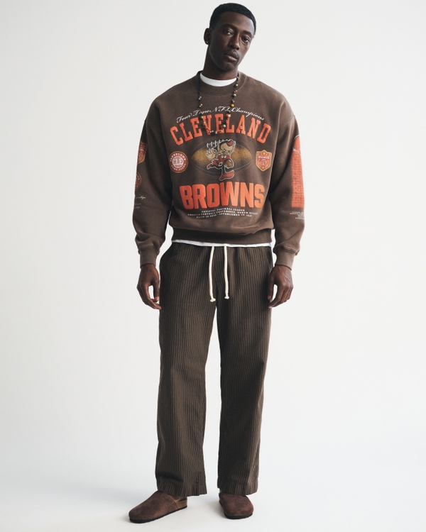 Cleveland Browns Crew Sweatshirt, Chocolate Brown-browns view 2