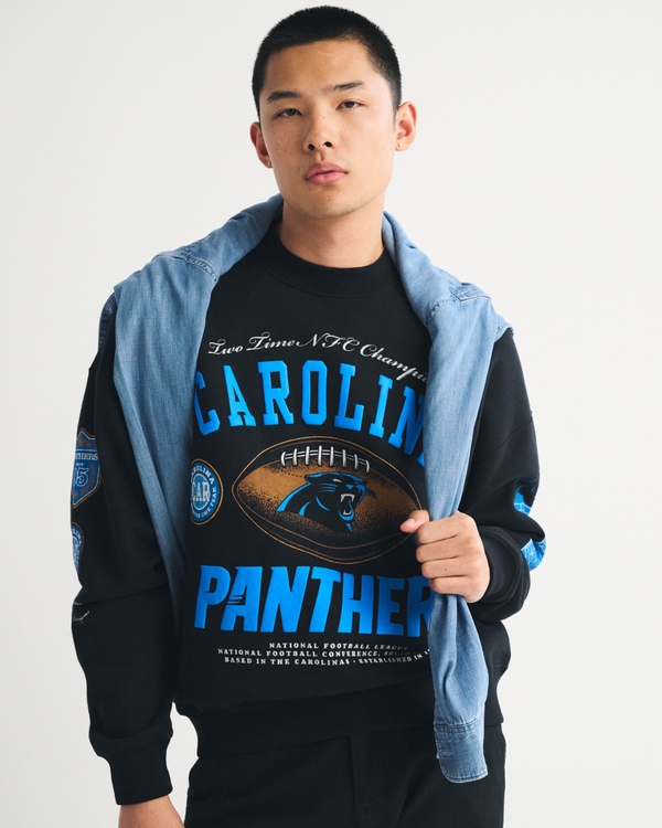 Carolina Panthers Crew Sweatshirt, Black-panthers view 1