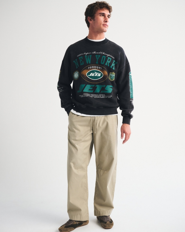 New York Jets Crew Sweatshirt, Black-new York Jets view 2
