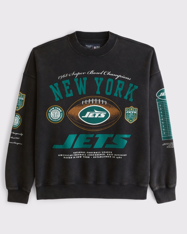 New York Jets Crew Sweatshirt, Black-new York Jets view 1