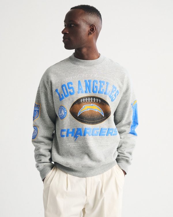 Los Angeles Chargers Crew Sweatshirt, Heather Gray-chargers view 1