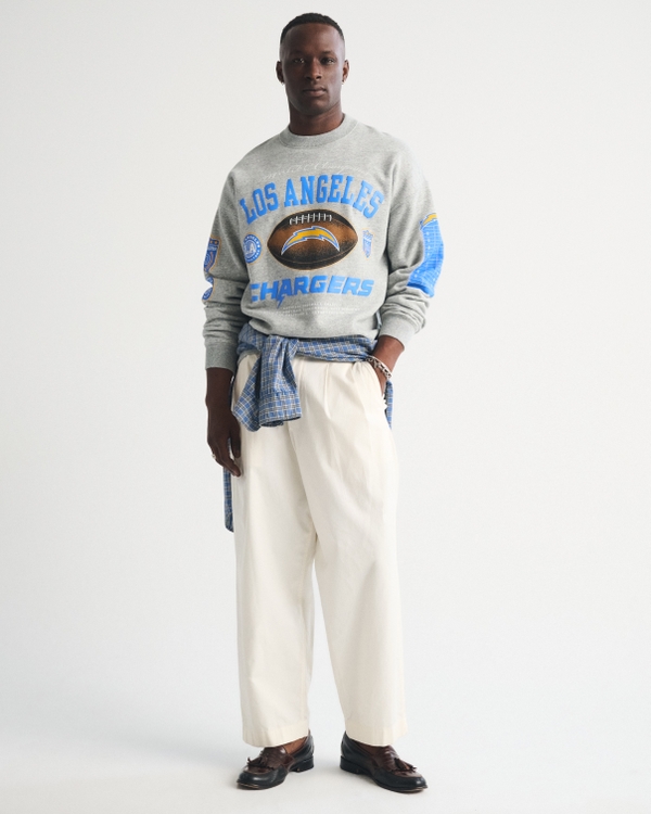 Los Angeles Chargers Crew Sweatshirt, Heather Gray-chargers view 2