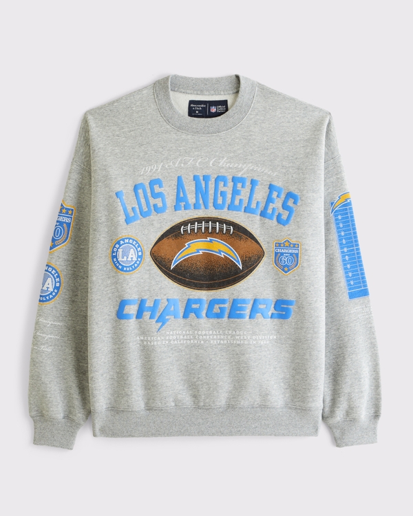 Los Angeles Chargers Crew Sweatshirt, Heather Gray-chargers view 1