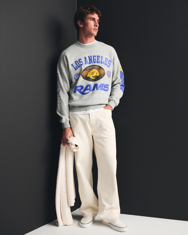 Los Angeles Rams Crew Sweatshirt, Heather Gray-rams view 2