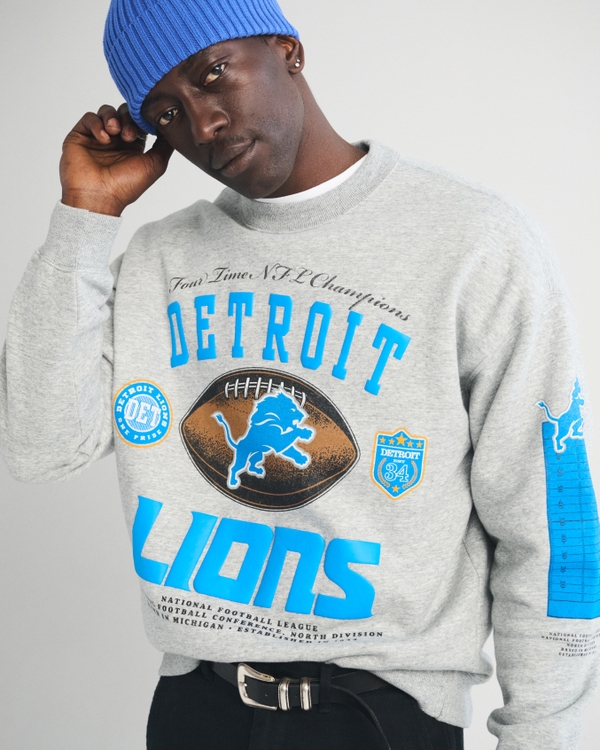 Detroit Lions Crew Sweatshirt, Light Gray-lions view 1