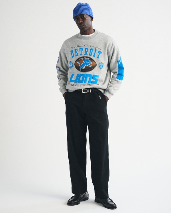 Detroit Lions Crew Sweatshirt, Light Gray-lions view 2