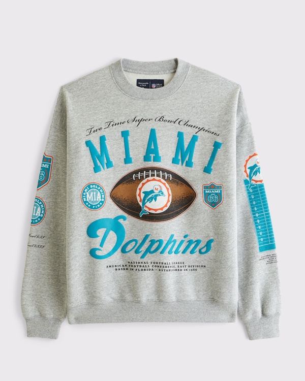 Miami Dolphins Crew Sweatshirt, Heather Gray-dolphins view 1