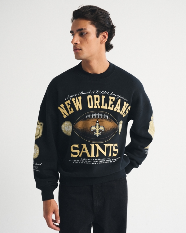 New Orleans Saints Crew Sweatshirt, Black-saints view 1