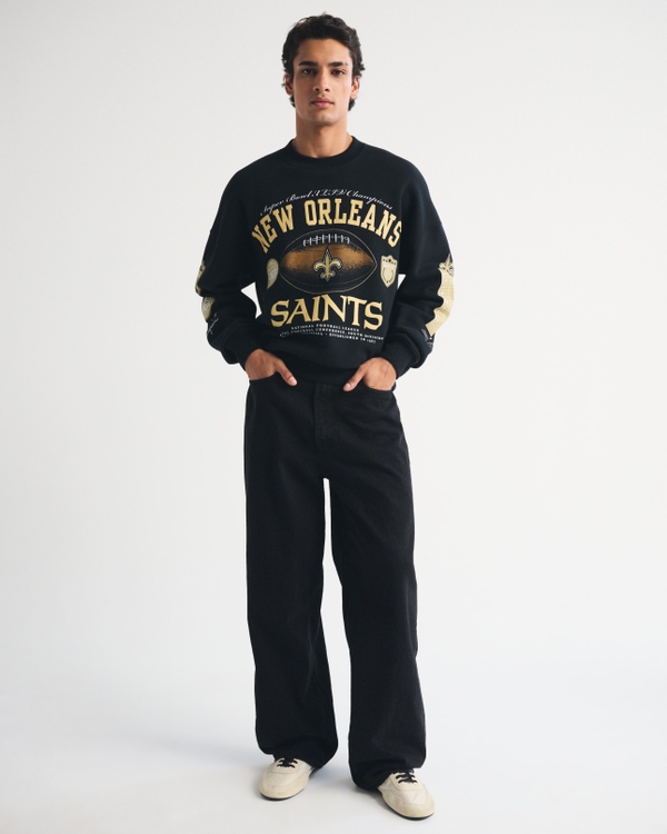 New Orleans Saints Crew Sweatshirt, Black-saints view 2