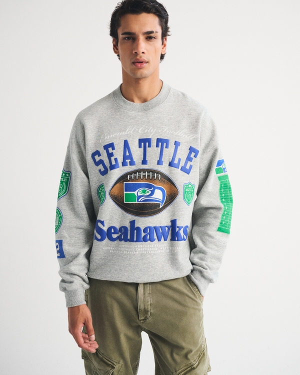 Seattle Seahawks Crew Sweatshirt, Light Gray-seahawks view 1