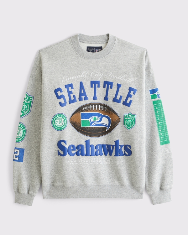 Seattle Seahawks Crew Sweatshirt, Light Gray-seahawks view 1