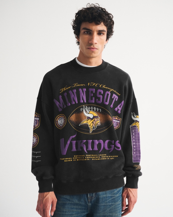 Minnesota Vikings Crew Sweatshirt, Black-minnesota Vikings view 1